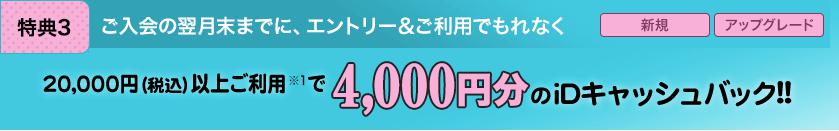 翌月末までにエントリー手続き＆20,000円以上利用しよう！